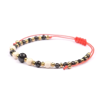 Bransoletka celebrytka czarny TURMALIN HOWLIT HEMATYT ochrona i szczęście